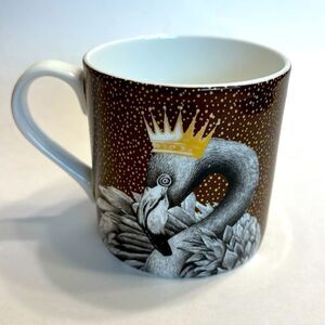 Stechcol Gracie Bone China Coffee Mug Flamingo Crown 2 Sided Brown Gold